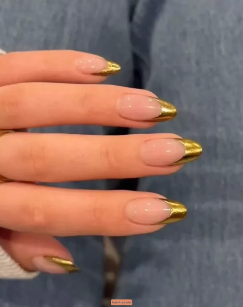 Gold Chrome French Tips