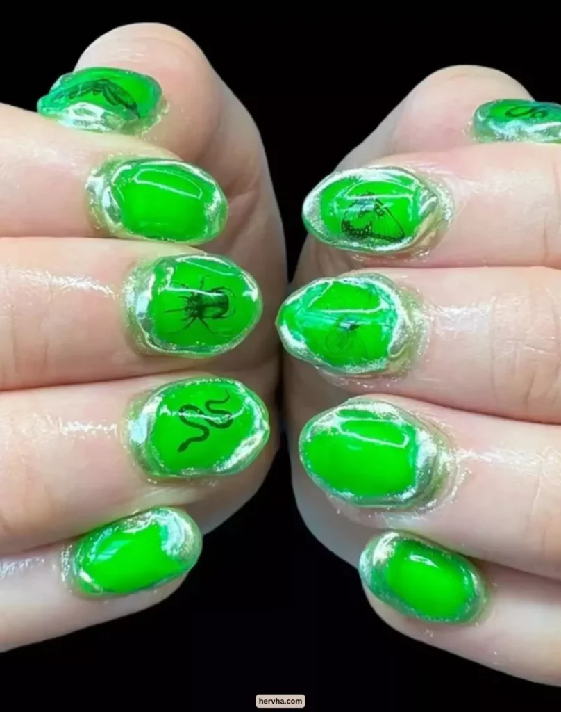 Green Insect Nails