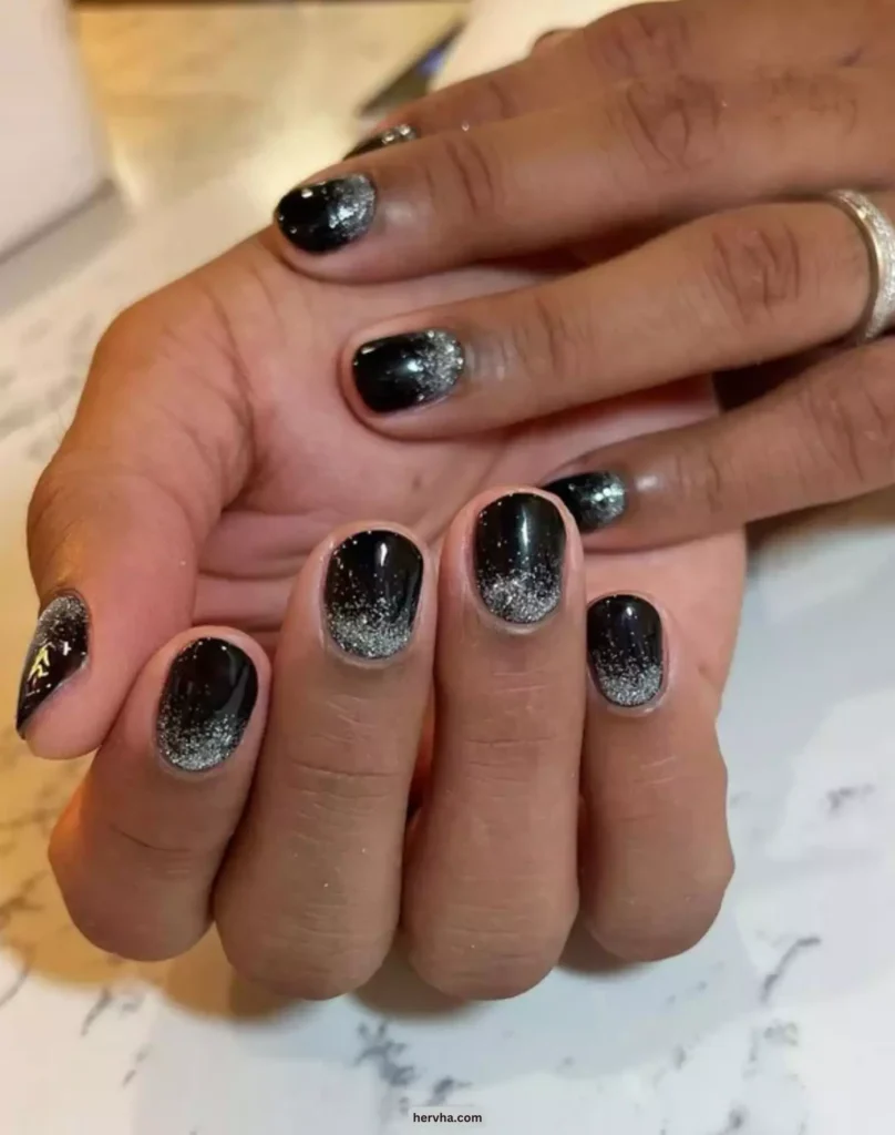 Black Glitter Ombré Nails