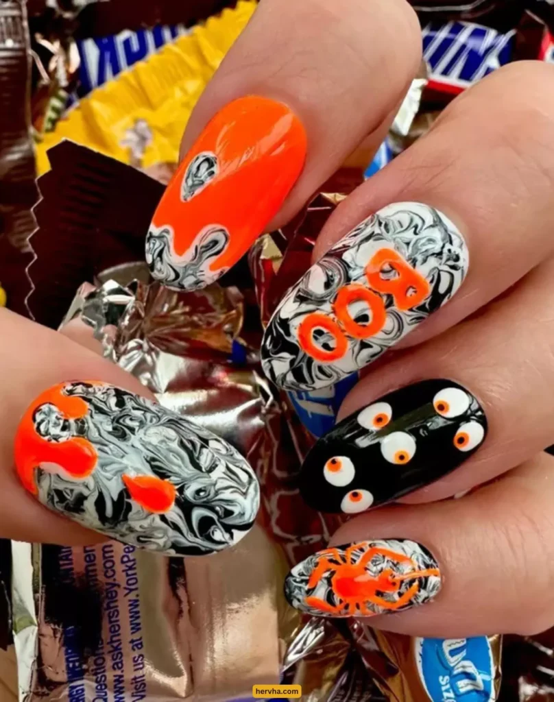 Halloween Swirl Nails