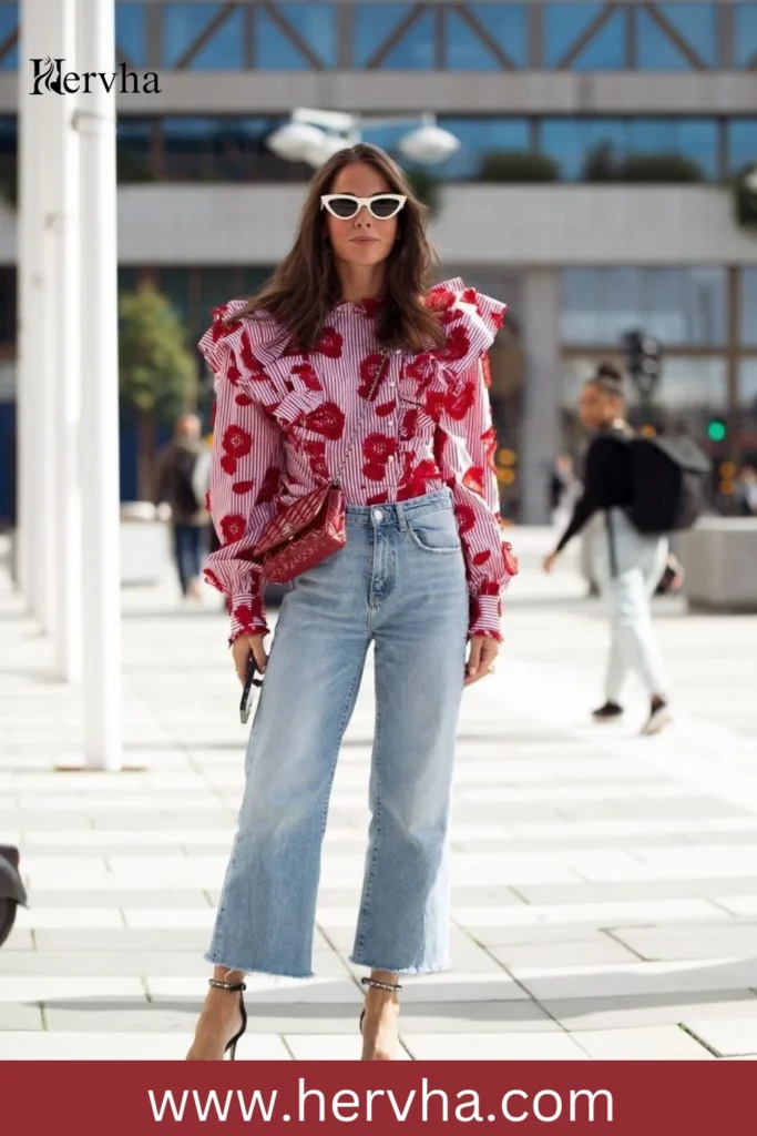 Bright Blouse and Pointed Heels