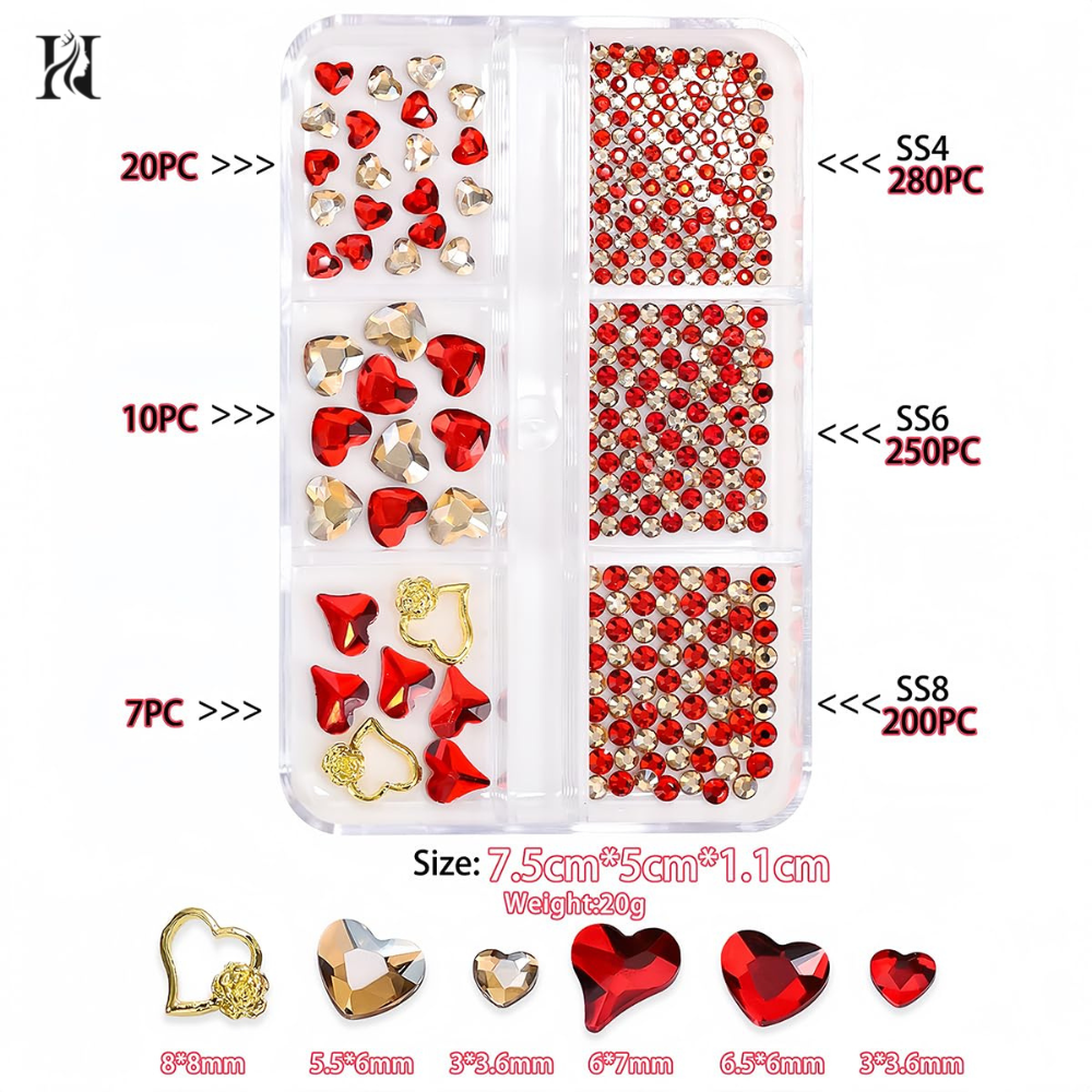 767Pcs Heart Nail Charms Set for Valentine day