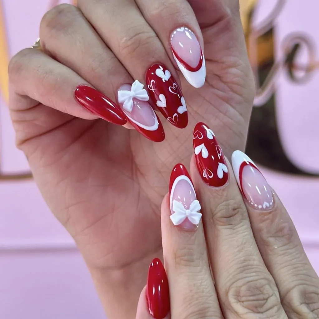 Quick and Easy Apply Red press on nail Valentine day