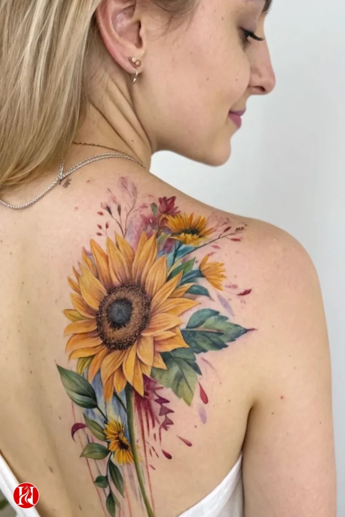 sunflower Watercolor Tattoos